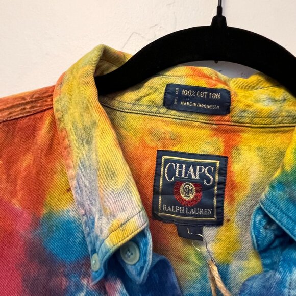 Chaps Ralph Lauren Tie Dye Button Down L - Picture 2 of 4